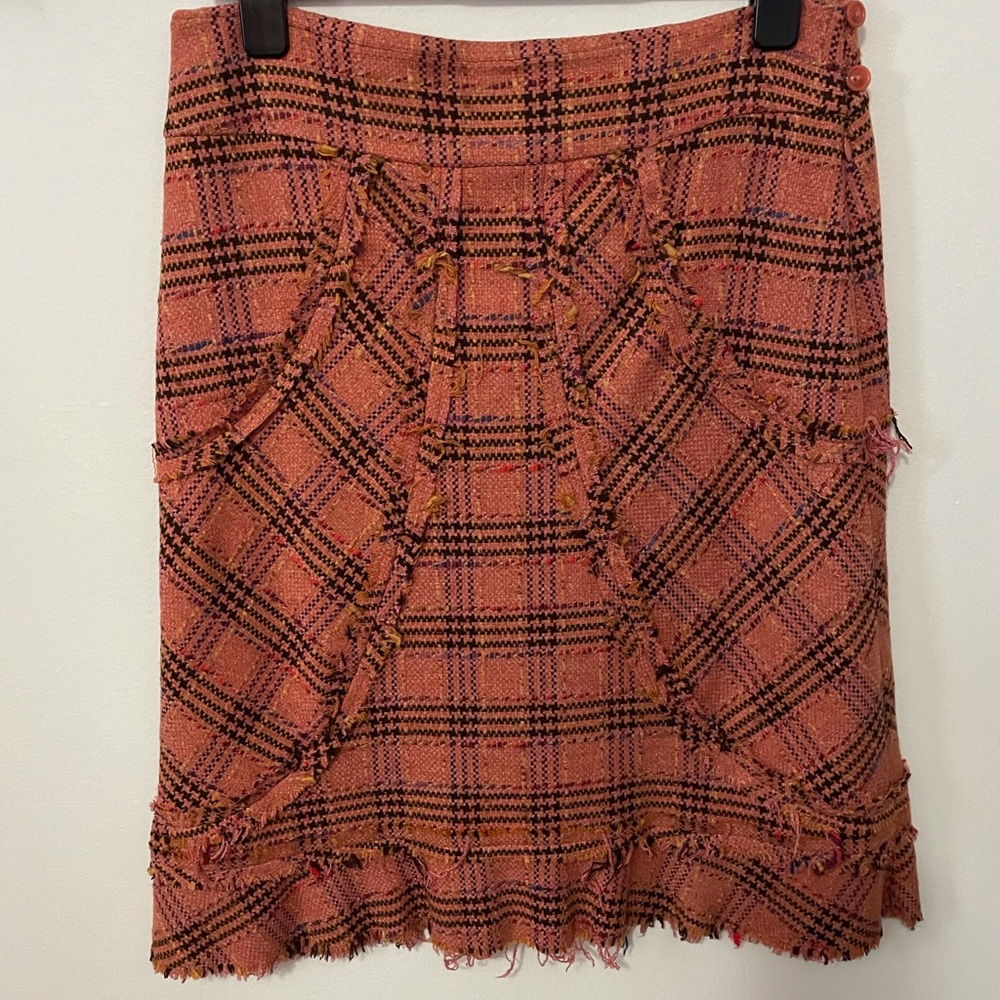 Anthropologie elevenses burnt orange plaid skirt